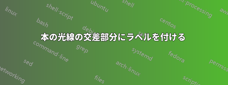 2本の光線の交差部分にラベルを付ける