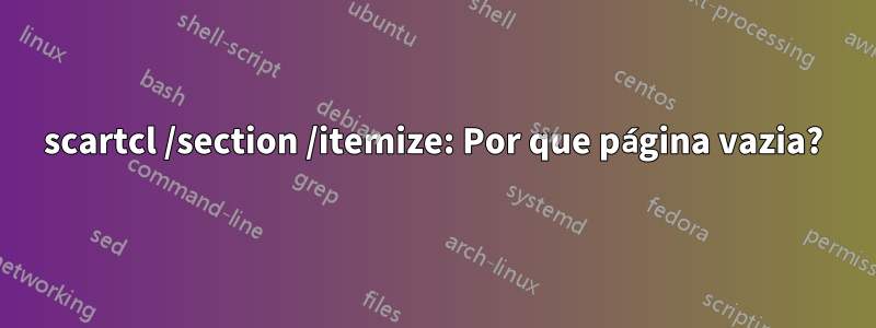 scartcl /section /itemize: Por que página vazia?