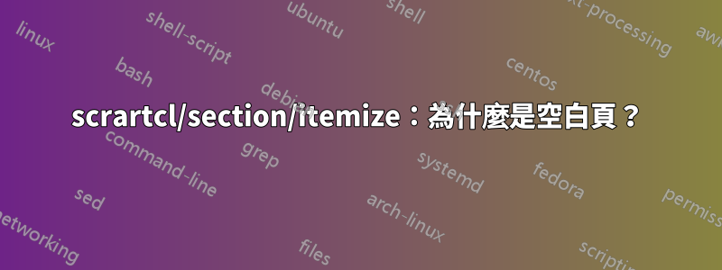 scrartcl/section/itemize：為什麼是空白頁？