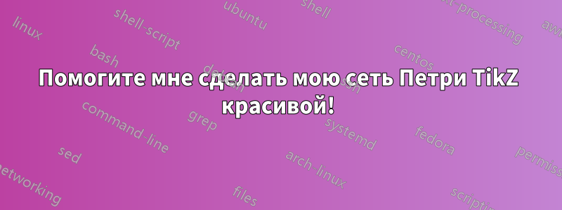 Помогите мне сделать мою сеть Петри TikZ красивой!