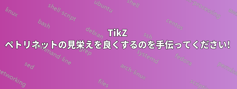 TikZ ペトリネットの見栄えを良くするのを手伝ってください!