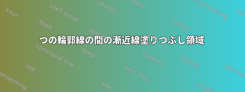 2つの輪郭線の間の漸近線塗りつぶし領域