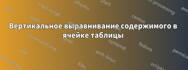 Вертикальное выравнивание содержимого в ячейке таблицы