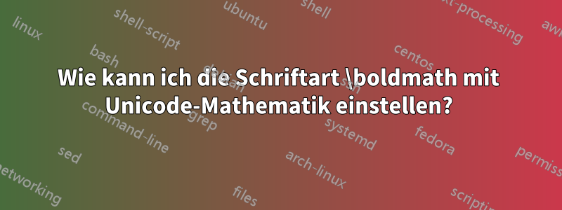 Wie kann ich die Schriftart \boldmath mit Unicode-Mathematik einstellen?