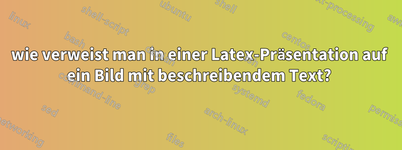 wie verweist man in einer Latex-Präsentation auf ein Bild mit beschreibendem Text?