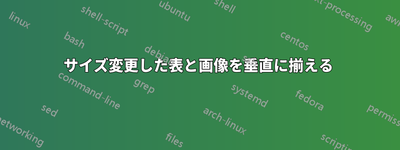サイズ変更した表と画像を垂直に揃える