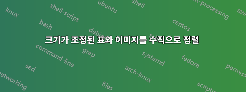 크기가 조정된 표와 이미지를 수직으로 정렬