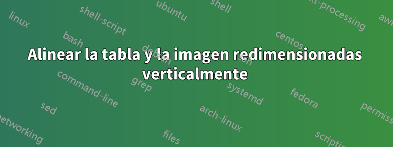 Alinear la tabla y la imagen redimensionadas verticalmente