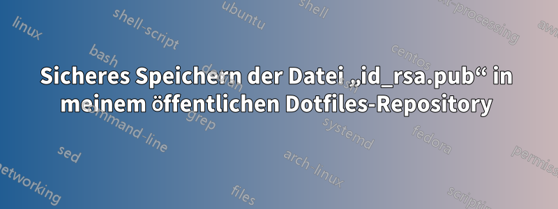 Sicheres Speichern der Datei „id_rsa.pub“ in meinem öffentlichen Dotfiles-Repository