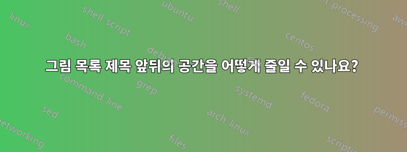 그림 목록 제목 앞뒤의 공간을 어떻게 줄일 수 있나요?