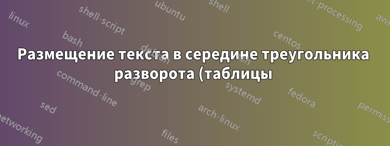 Размещение текста в середине треугольника разворота (таблицы)