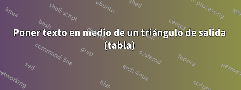 Poner texto en medio de un triángulo de salida (tabla)