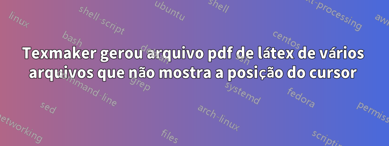 Texmaker gerou arquivo pdf de látex de vários arquivos que não mostra a posição do cursor