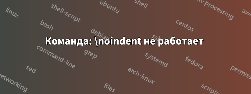 Команда: \noindent не работает