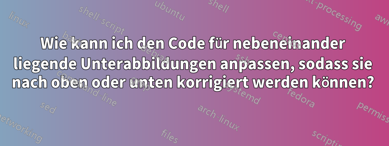 Wie kann ich den Code für nebeneinander liegende Unterabbildungen anpassen, sodass sie nach oben oder unten korrigiert werden können?