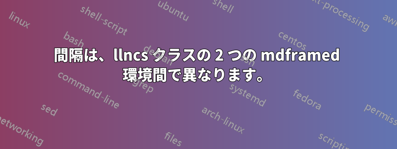 間隔は、llncs クラスの 2 つの mdframed 環境間で異なります。