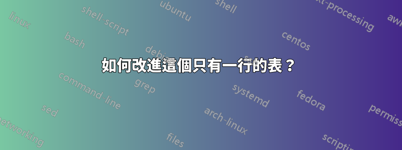 如何改進這個只有一行的表？
