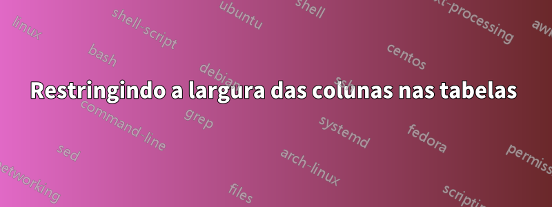 Restringindo a largura das colunas nas tabelas