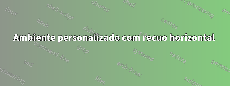 Ambiente personalizado com recuo horizontal