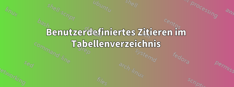 Benutzerdefiniertes Zitieren im Tabellenverzeichnis