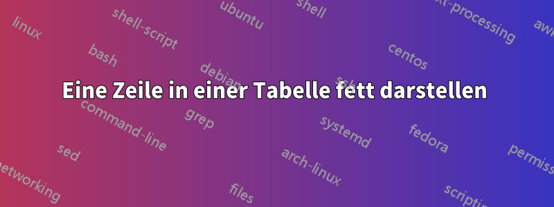 Eine Zeile in einer Tabelle fett darstellen