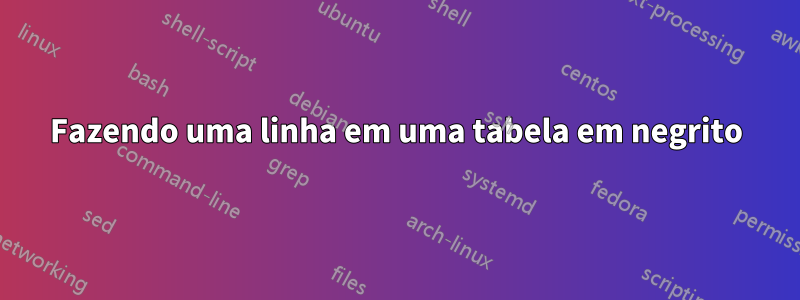 Fazendo uma linha em uma tabela em negrito
