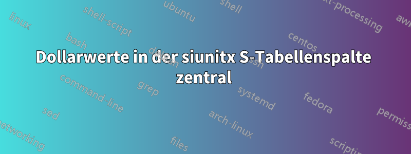 Dollarwerte in der siunitx S-Tabellenspalte zentral