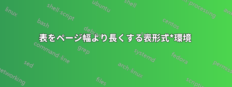 表をページ幅より長くする表形式*環境