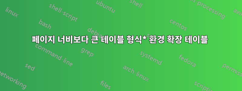 페이지 너비보다 큰 테이블 형식* 환경 확장 테이블