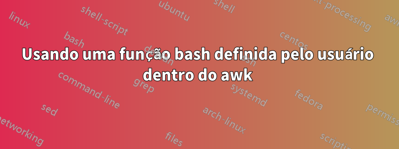 Usando uma função bash definida pelo usuário dentro do awk