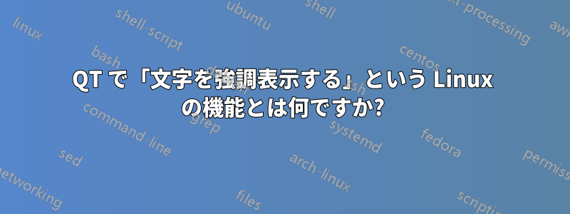 QT で「文字を強調表示する」という Linux の機能とは何ですか?