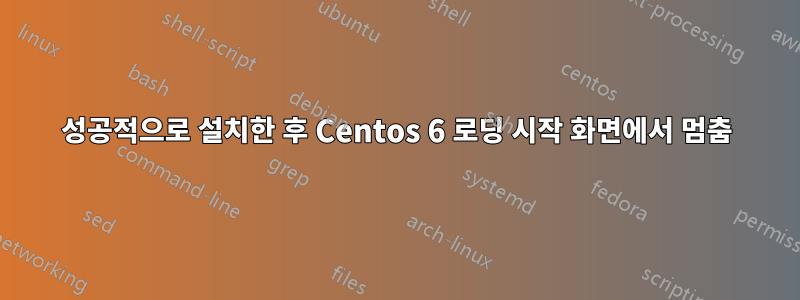 성공적으로 설치한 후 Centos 6 로딩 시작 화면에서 멈춤