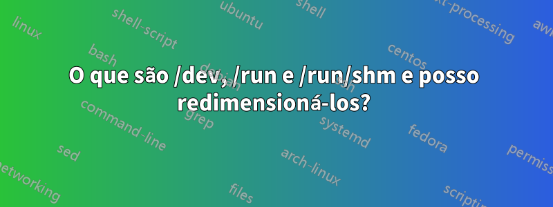 O que são /dev, /run e /run/shm e posso redimensioná-los?