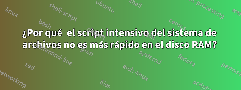 ¿Por qué el script intensivo del sistema de archivos no es más rápido en el disco RAM?