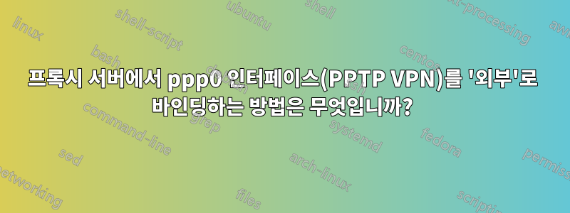 프록시 서버에서 ppp0 인터페이스(PPTP VPN)를 '외부'로 바인딩하는 방법은 무엇입니까?