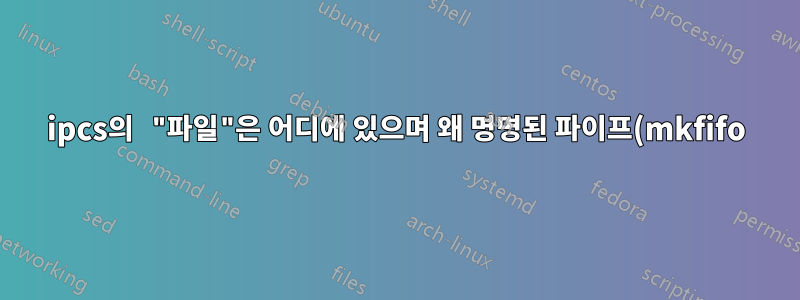 ipcs의 "파일"은 어디에 있으며 왜 명명된 파이프(mkfifo)가 ipcs에 나열되지 않습니까?