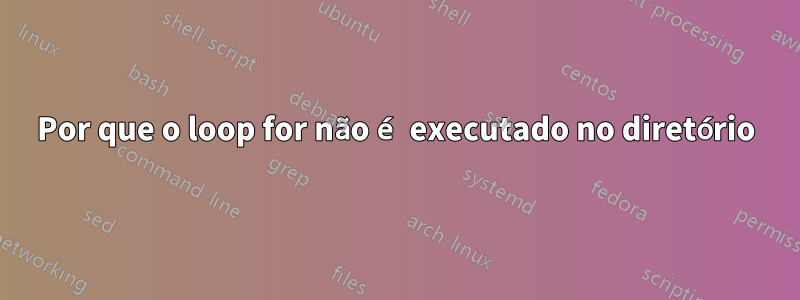 Por que o loop for não é executado no diretório