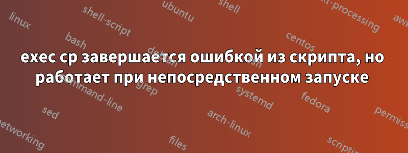 exec cp завершается ошибкой из скрипта, но работает при непосредственном запуске