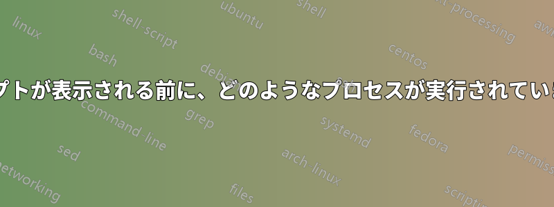 プロンプトが表示される前に、どのようなプロセスが実行されていますか?