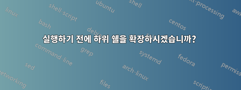 실행하기 전에 하위 쉘을 확장하시겠습니까?