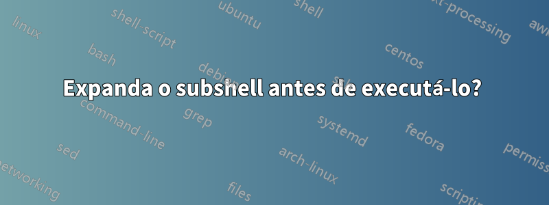 Expanda o subshell antes de executá-lo?