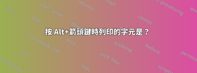 按 Alt+箭頭鍵時列印的字元是？