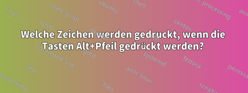 Welche Zeichen werden gedruckt, wenn die Tasten Alt+Pfeil gedrückt werden?