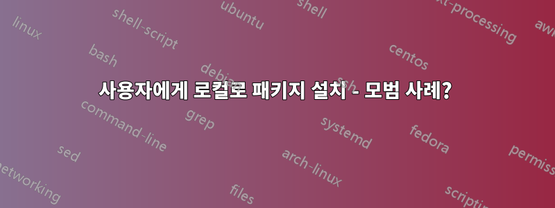 사용자에게 로컬로 패키지 설치 - 모범 사례?