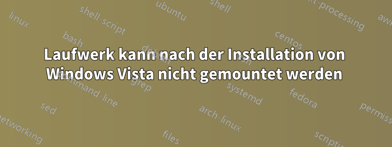 Laufwerk kann nach der Installation von Windows Vista nicht gemountet werden