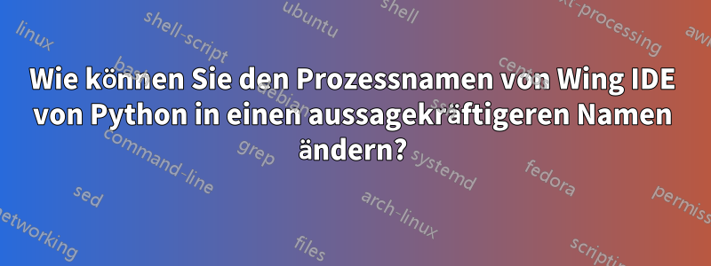 Wie können Sie den Prozessnamen von Wing IDE von Python in einen aussagekräftigeren Namen ändern?