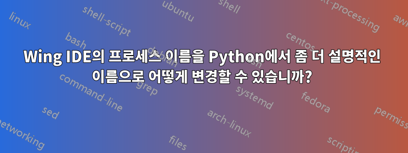 Wing IDE의 프로세스 이름을 Python에서 좀 더 설명적인 이름으로 어떻게 변경할 수 있습니까?