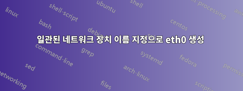 일관된 네트워크 장치 이름 지정으로 eth0 생성