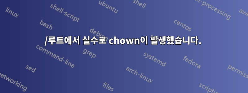 /루트에서 실수로 chown이 발생했습니다.