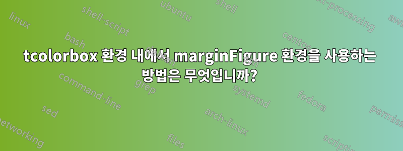 tcolorbox 환경 내에서 marginFigure 환경을 사용하는 방법은 무엇입니까?